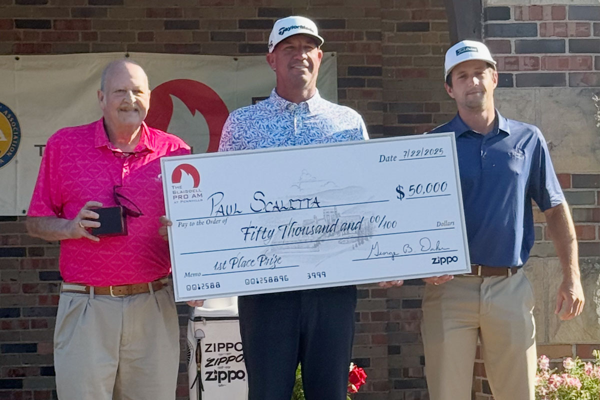 2025 Blaisdell Pro Am winner Paul Scaletta with over-sized winning check.
